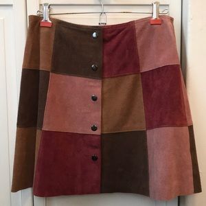 Topshop Suede Patchwork A-line Skirt